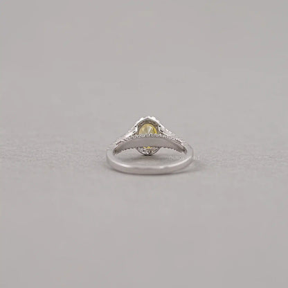 Yellow Oval Diamond Halo Split Shank Engagement Ring
