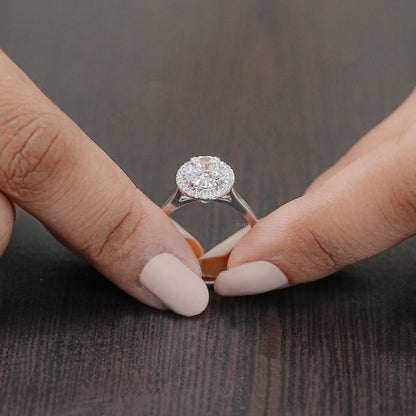 Oval Cut Lab Diamond Halo Set Engagement Ring Rings