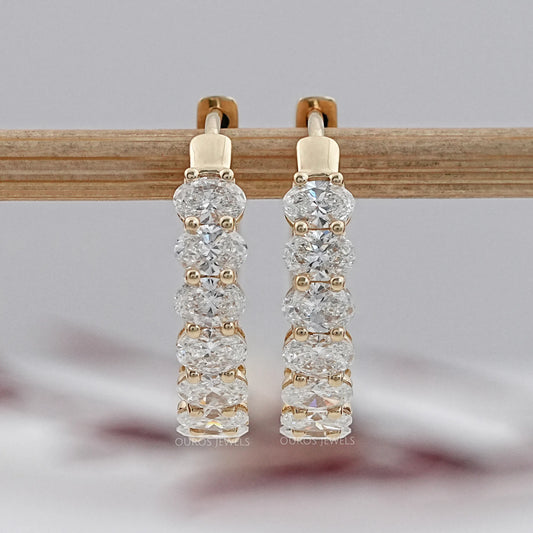 East West Oval Lab Grown Diamond Hoop Earrings Earrings
