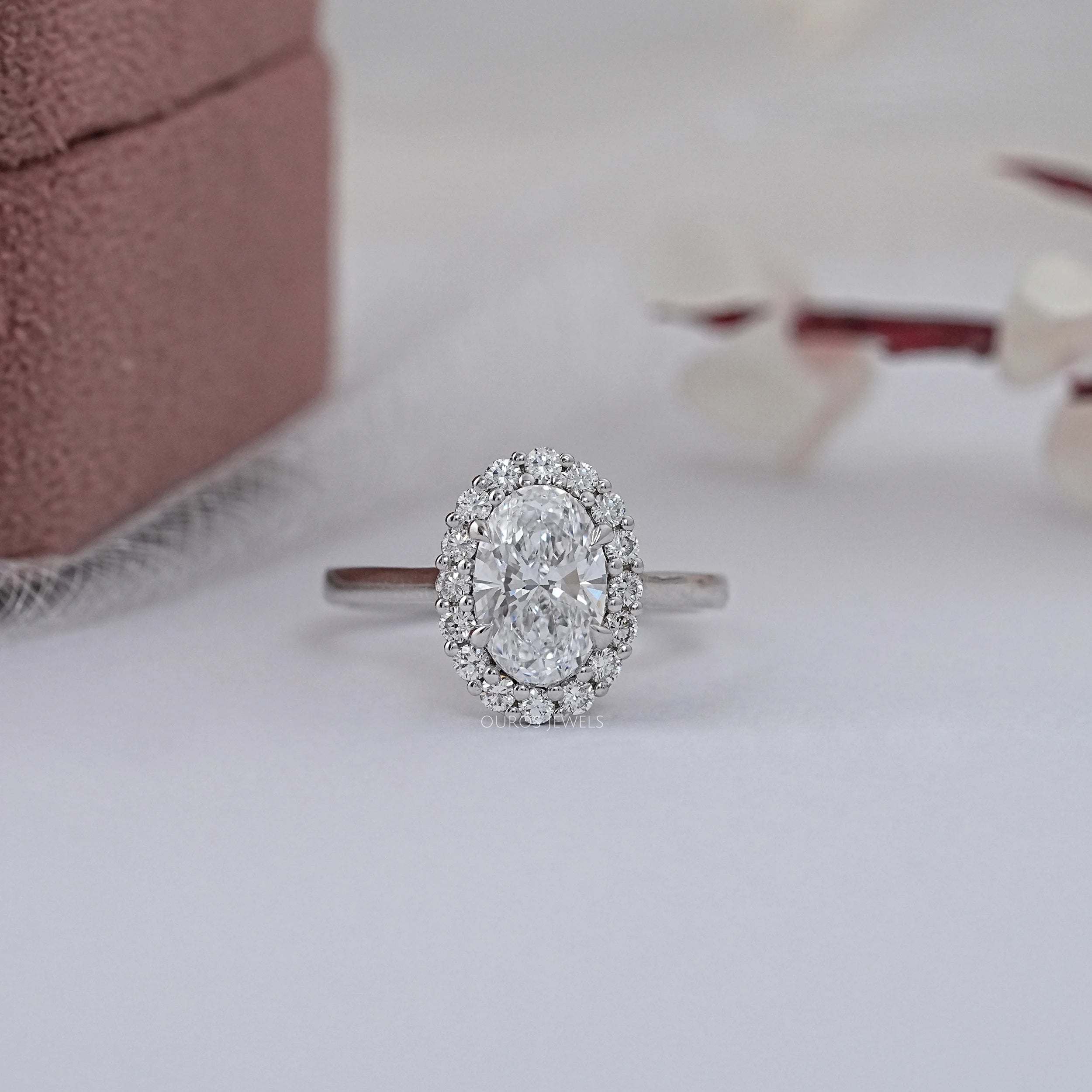 Oval Lab Grown Diamond Halo Promise Ring