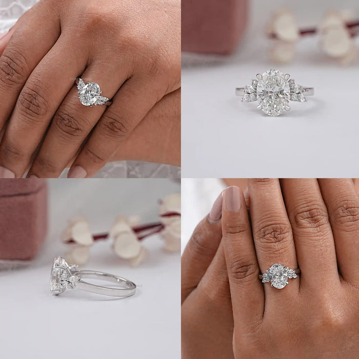 Oval Cluster Diamond Engagement Ring