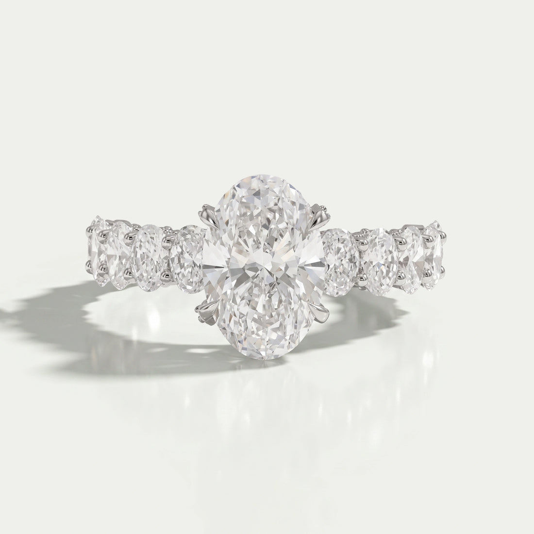 Oval Cut Lab Diamond Solitaire Accent Engagment Ring Ring