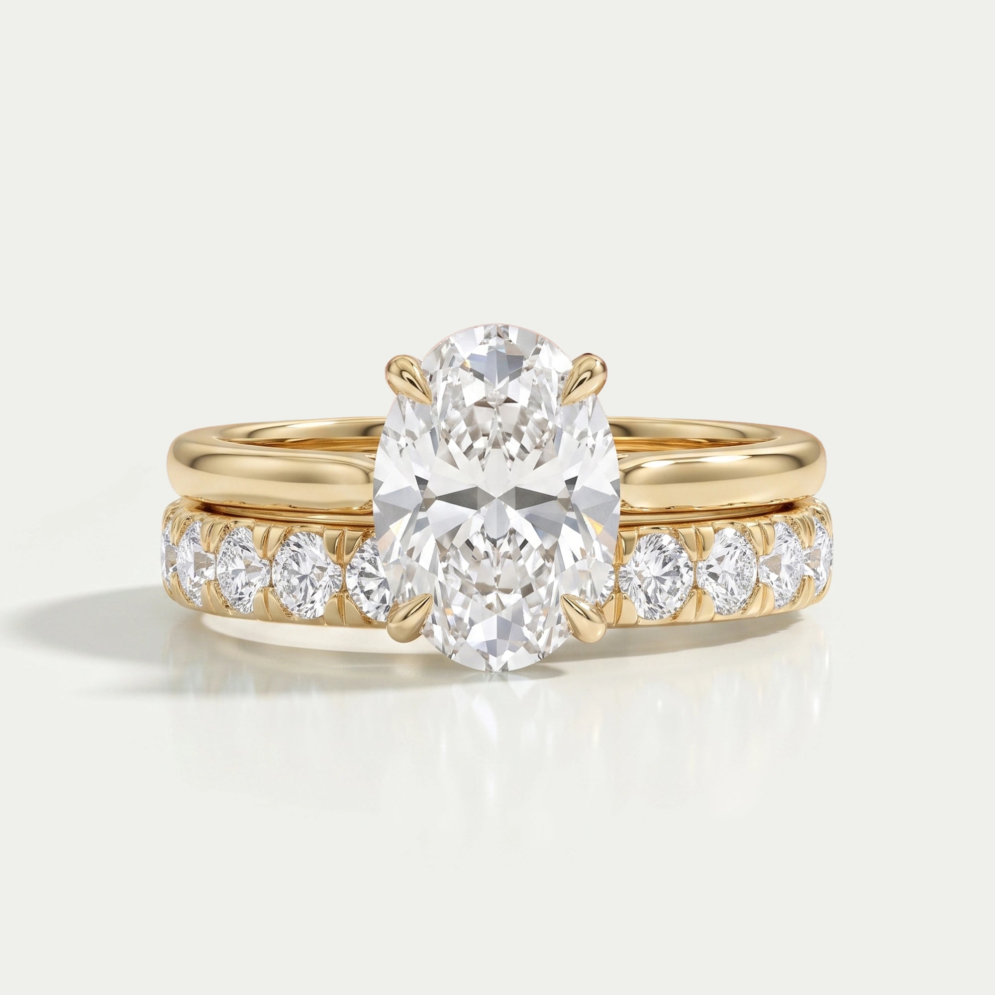 Oval Cut Diamond Bridal Wedding Ring Set