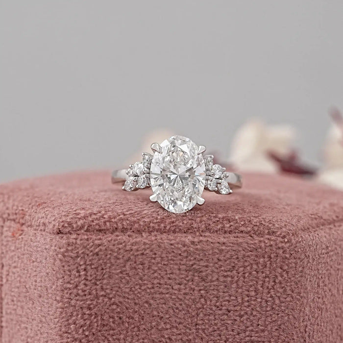 Oval Cluster Diamond Engagement Ring