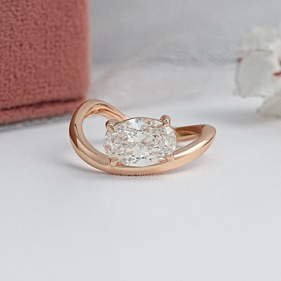 Oval Cut Solitaire Curved Engagement Ring Ring