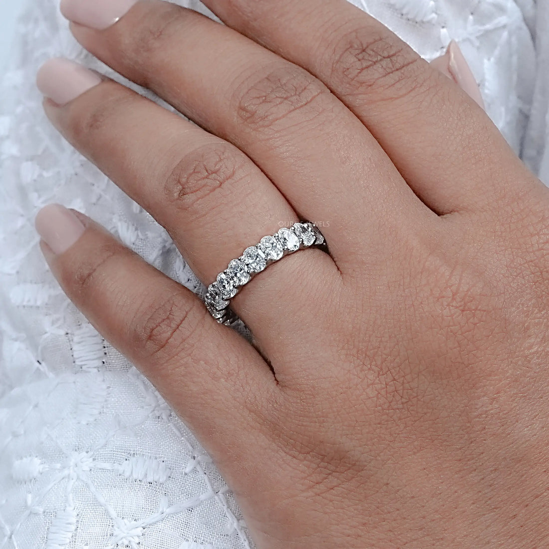 Oval Cut Lab Grown Diamond Eternity Band Rings