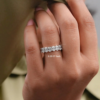 Oval Cut Lab Grown Diamond Eternity Band Rings