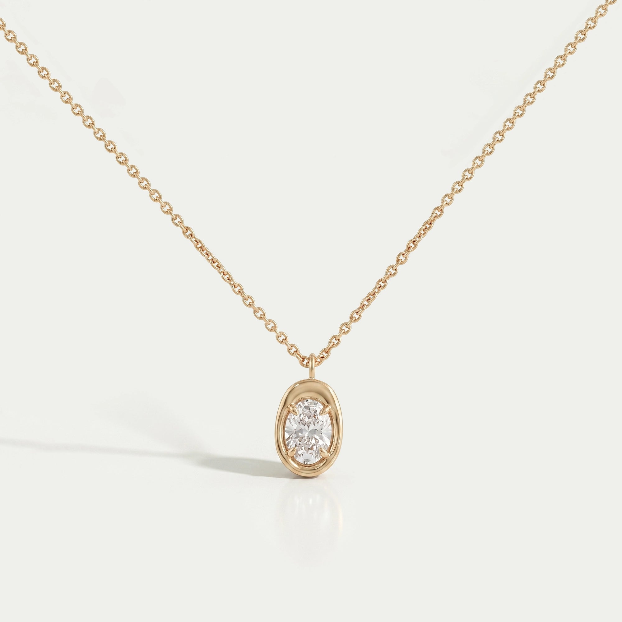 Oval Lab Diamond Molten Heirloom Pendant Necklaces