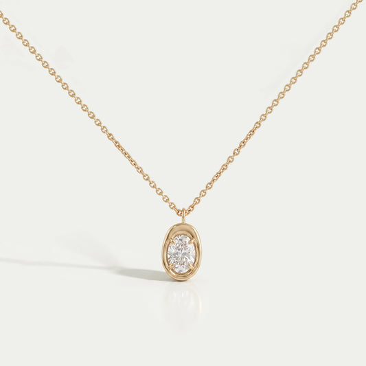 Oval Lab Diamond Molten Heirloom Pendant Necklaces