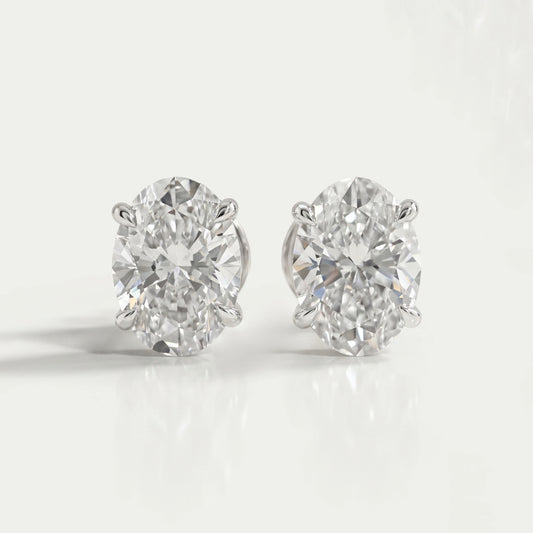 Oval Cut Lab Grown Diamond Stud Earrings