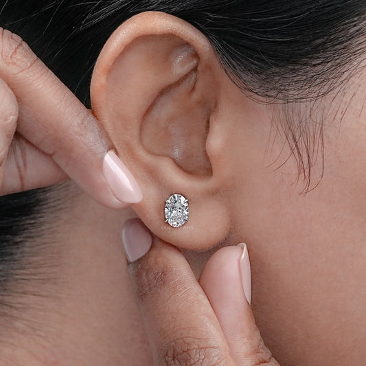 Oval Cut Lab Grown Diamond Stud Earrings Earring
