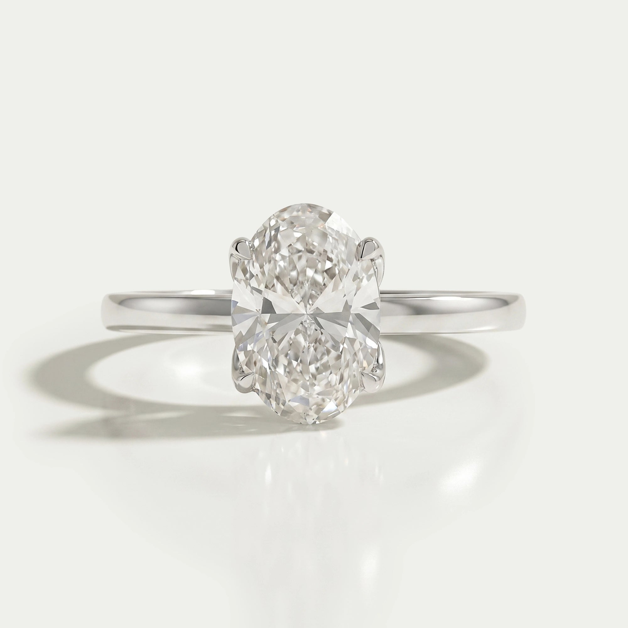 Lab Grown Oval Diamond Tulip Solitaire Ring Ring