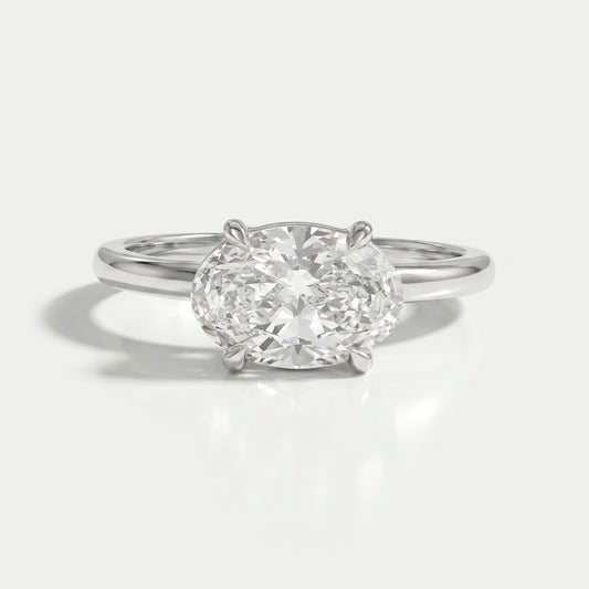 Pear Cut Bezel Set Diamond  Solitaire Ring