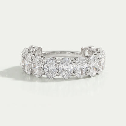 Brilliant Oval Cut Lab Diamond Eternity Wedding Band Rings