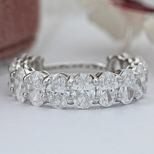 Brilliant Oval Cut Lab Diamond Eternity Wedding Band 