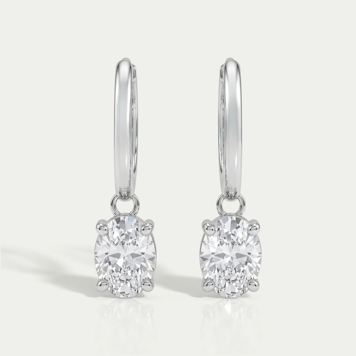 Oval Diamond Dangle Hoop Earrings Earrings