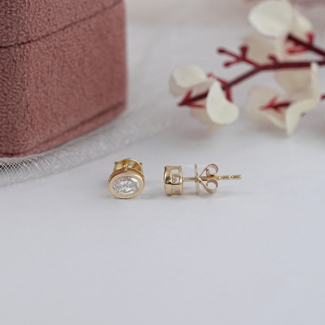 Oval Lab Diamond Bezel Set Stud Earring Earring