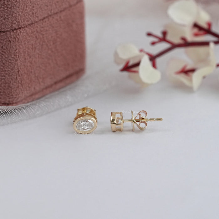 Oval Lab-Grown Diamond Bezel Set Earrings