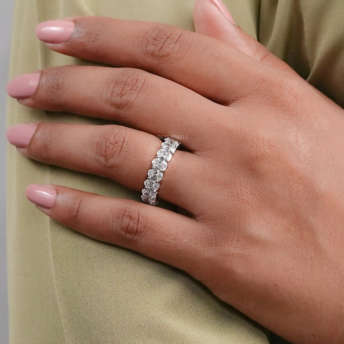 Oval Cut Lab Grown Diamond Eternity Band Rings