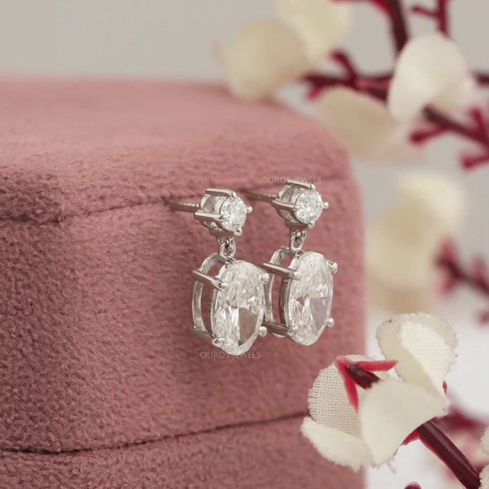 Round and Oval Lab Diamond Drop Earrings