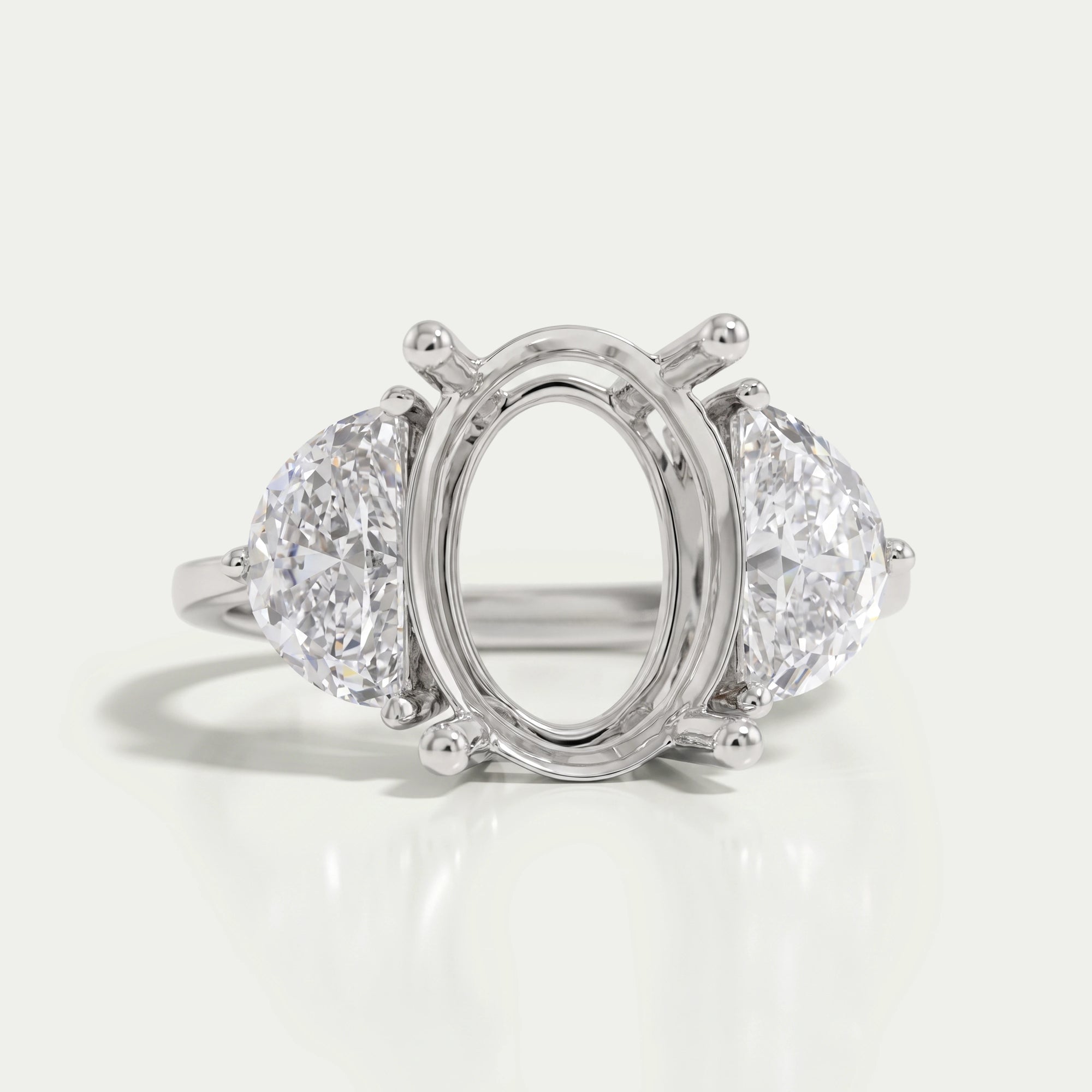 Oval Shape And Half Moon Semi Mount Engagement Ring