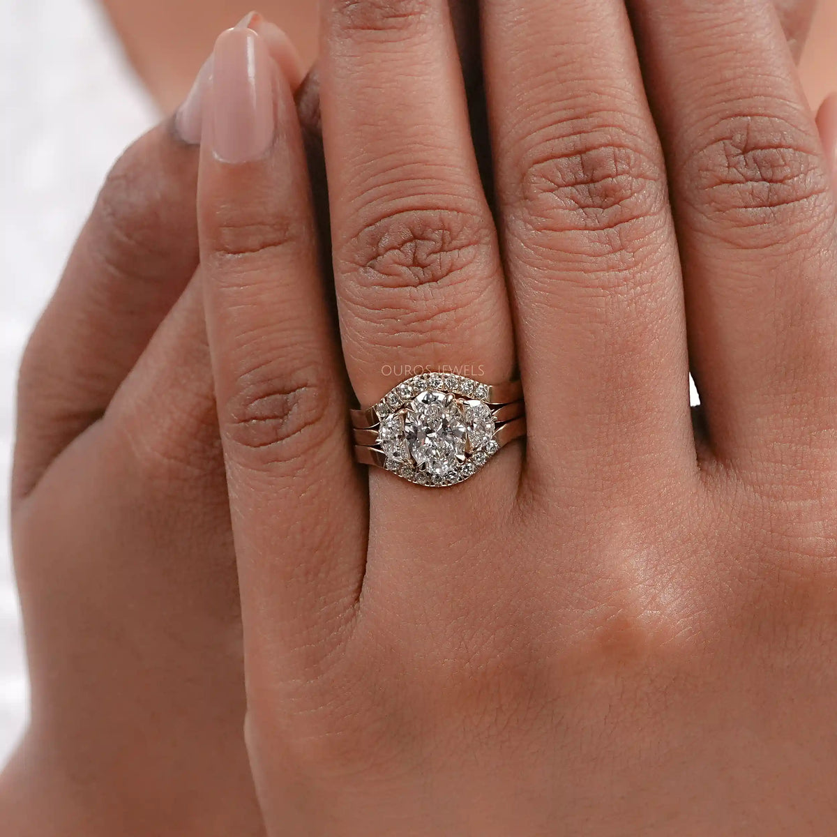 Oval Shape Lab Diamond Bridal Ring Set Rings