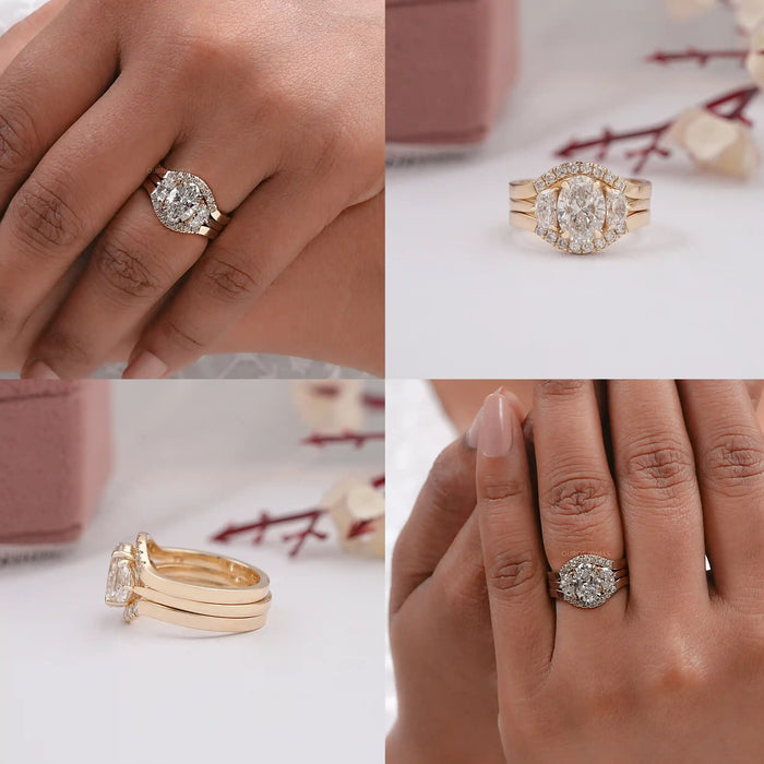 oval diamond bridal ring set