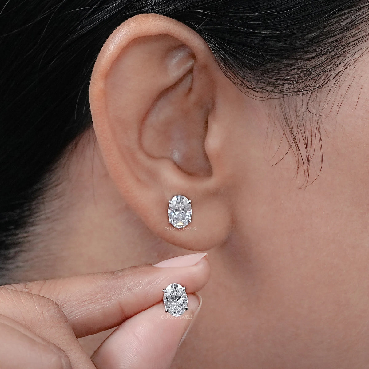 Oval Cut Lab Grown Diamond Stud Earrings Earring
