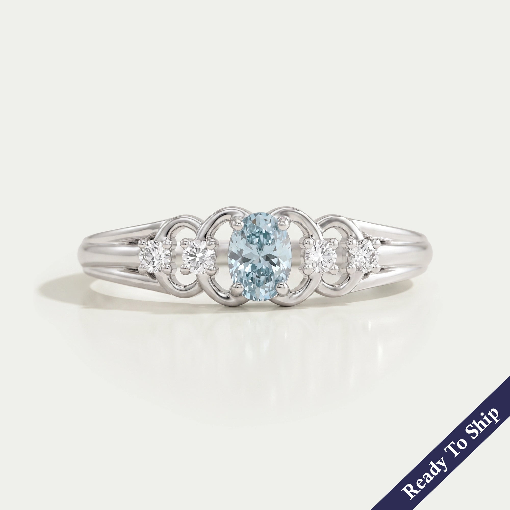 Green Oval Diamond Dainty Ring