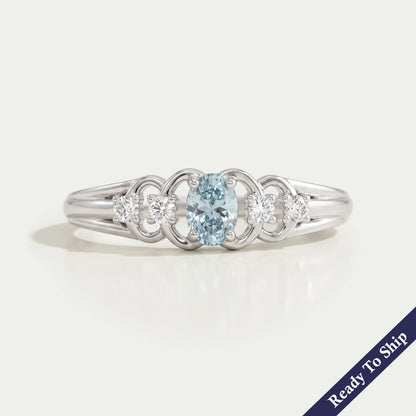 Green Oval Diamond Dainty Ring