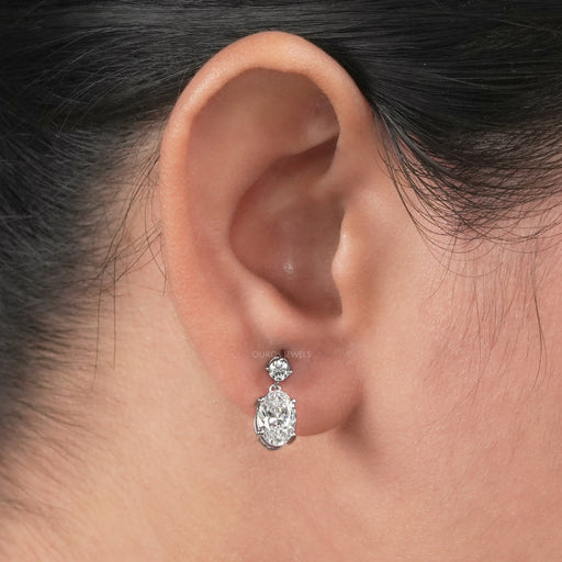 round diamond drop earrings