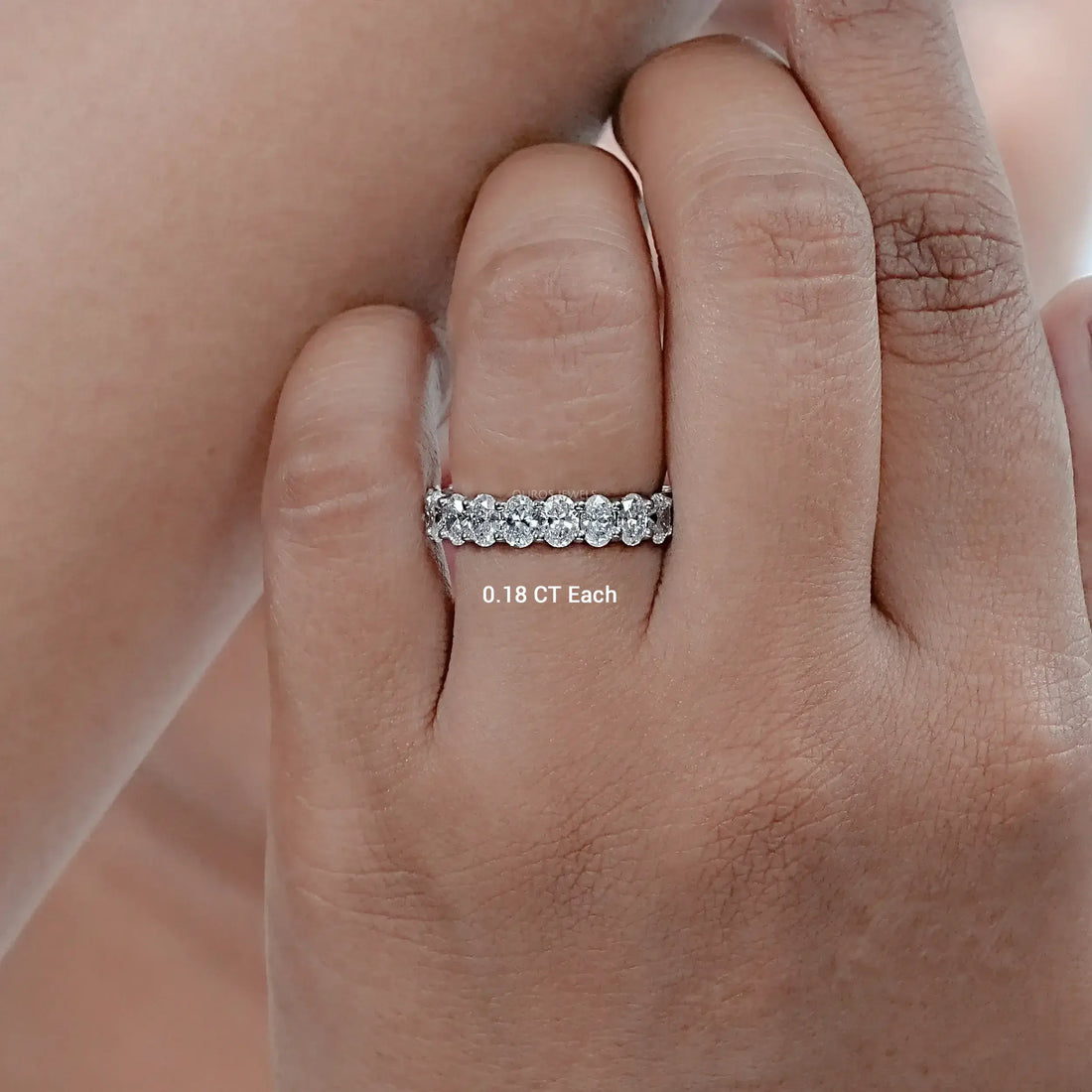 Oval Cut Lab Grown Diamond Eternity Band Rings