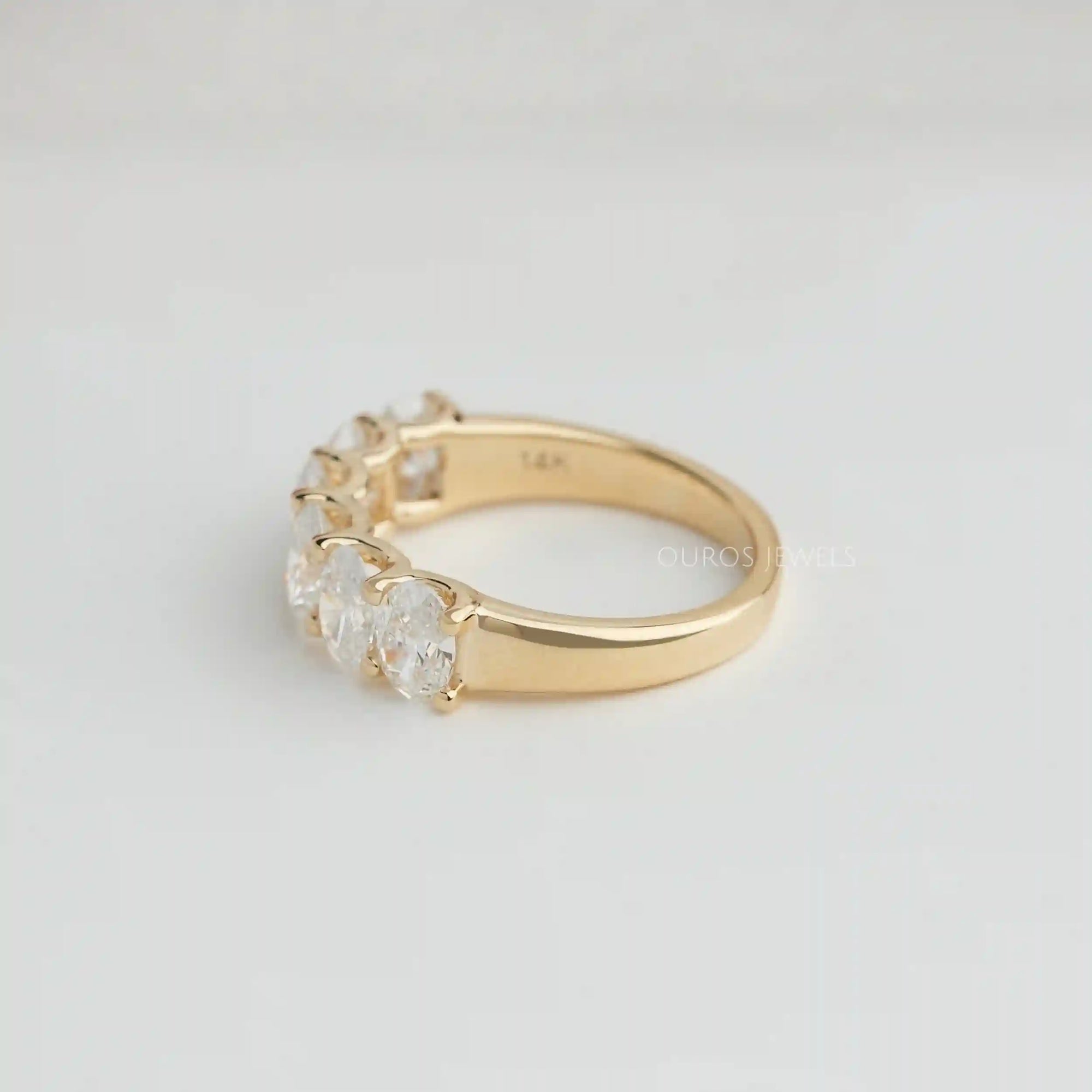 Oval Cut Lab Diamond Wedding Band Rings