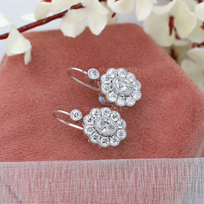 Oval Diamond Drop and Dangle Earrings