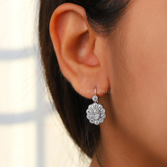 Oval Diamond Drop and Dangle Earrings