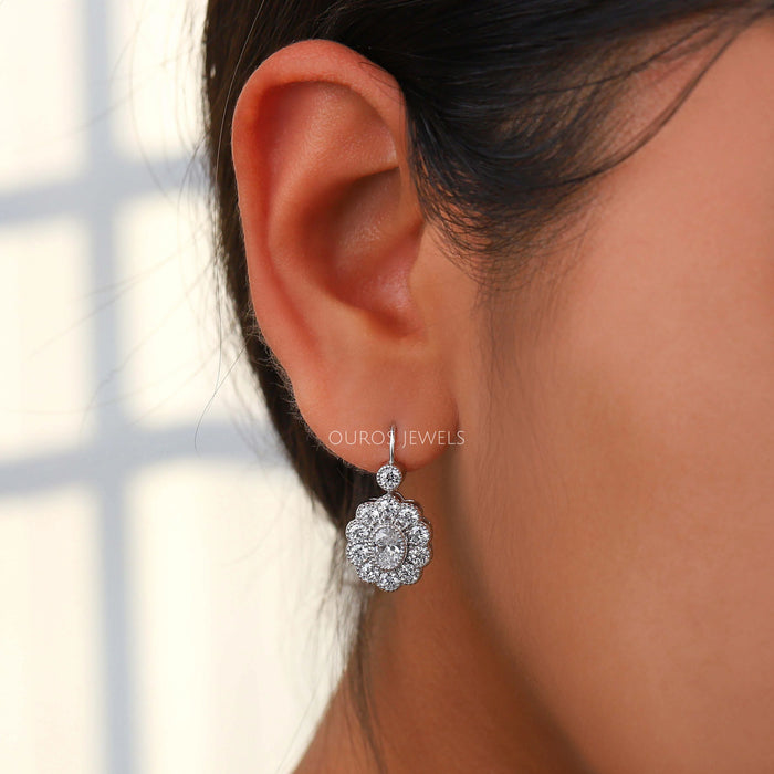 Oval Diamond Drop and Dangle Earrings