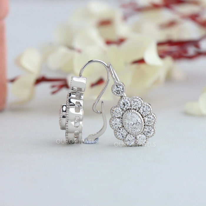 Oval Diamond Drop and Dangle Earrings