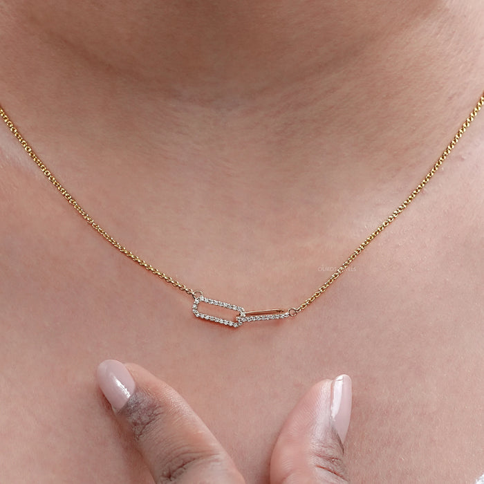 Interlinked Open Rectangular Diamond Pendant