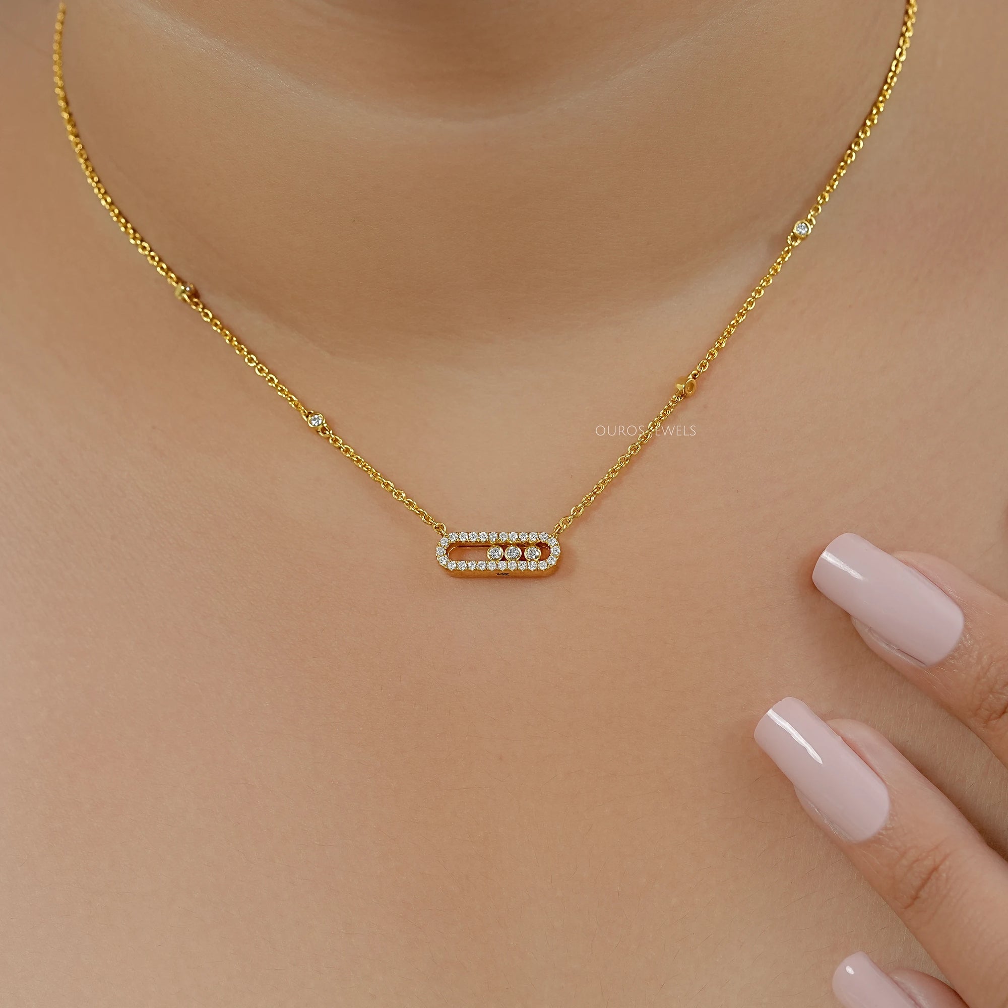 Round Lab Grown Diamond By Yard Necklace