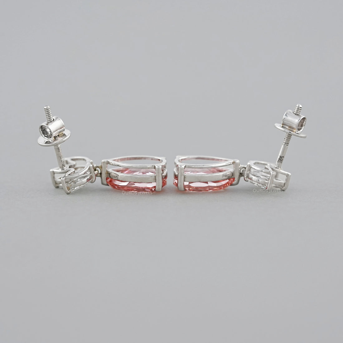 Fancy Pink Pear And Marquise Diamond Drop Earrings Earrings