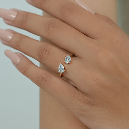 Pear And Oval Diamond Toi Et Moi Engagement Ring