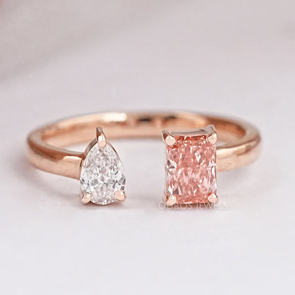 Pear And Radiant Lab Diamond Toi Et Moi Ring Ring