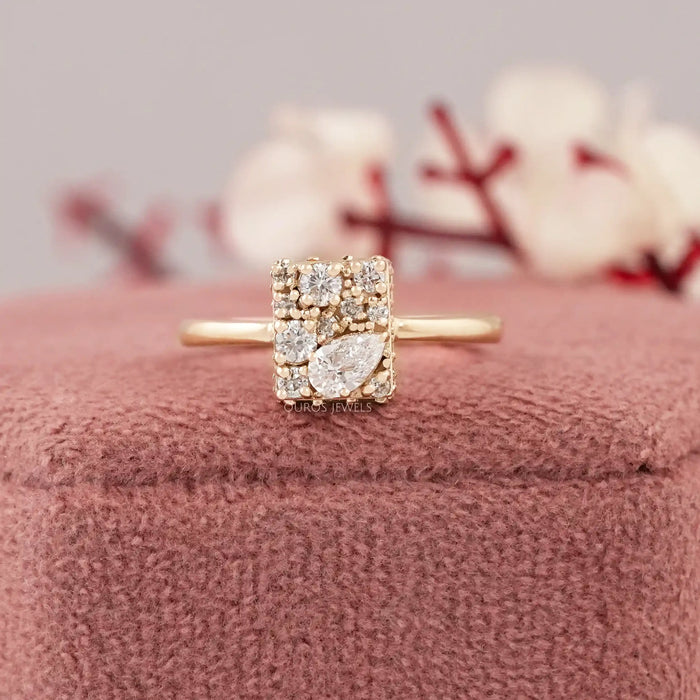 pear cluster diamond ring rose gold 