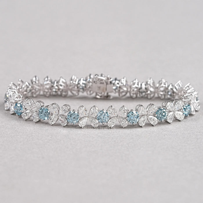 Pear-Shaped Flower Diamond Bracelet