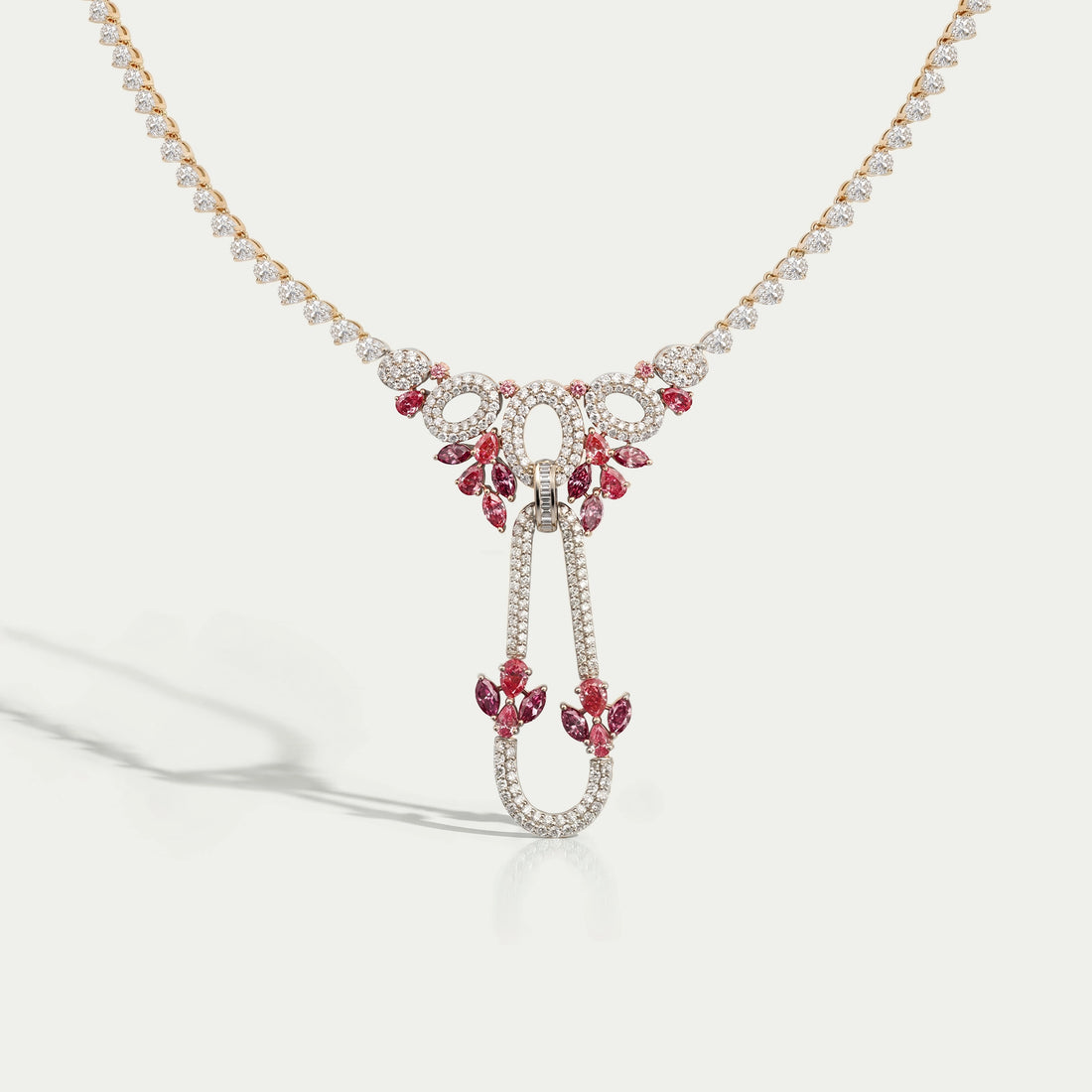 Pear And Round Shape Cluster Diamond Bridal Necklace Necklaces