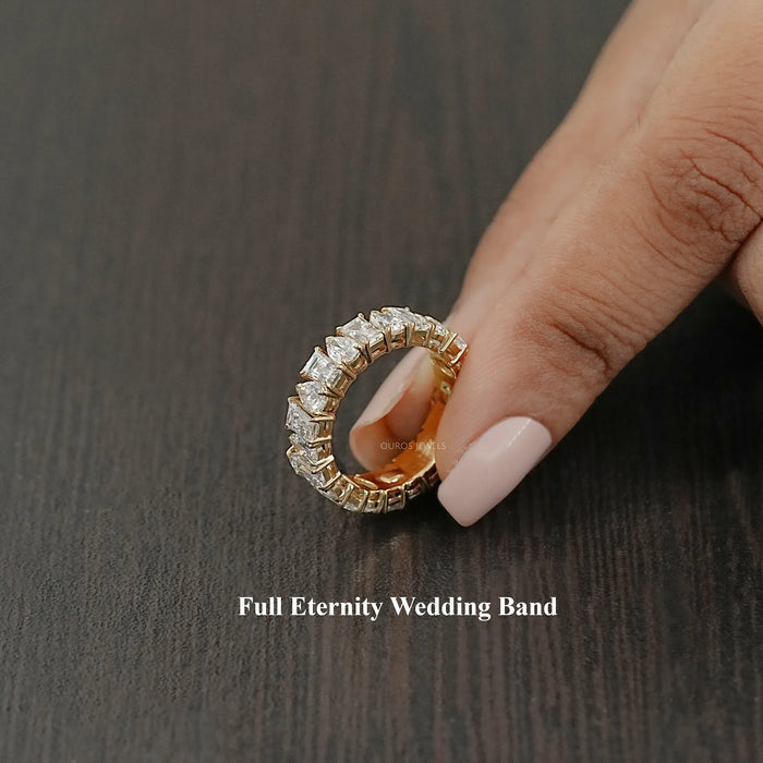 Tapered Baguette and Pear Diamond Half Eternity Wedding Band 