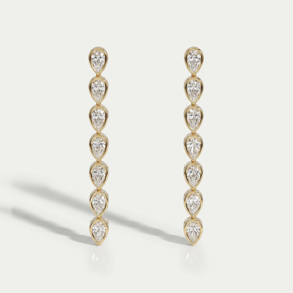 Pear Diamond Bezel Set Dangle Earrings Earrings