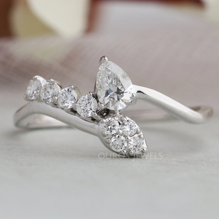 Pear Diamond Bypass Anniversary Ring 