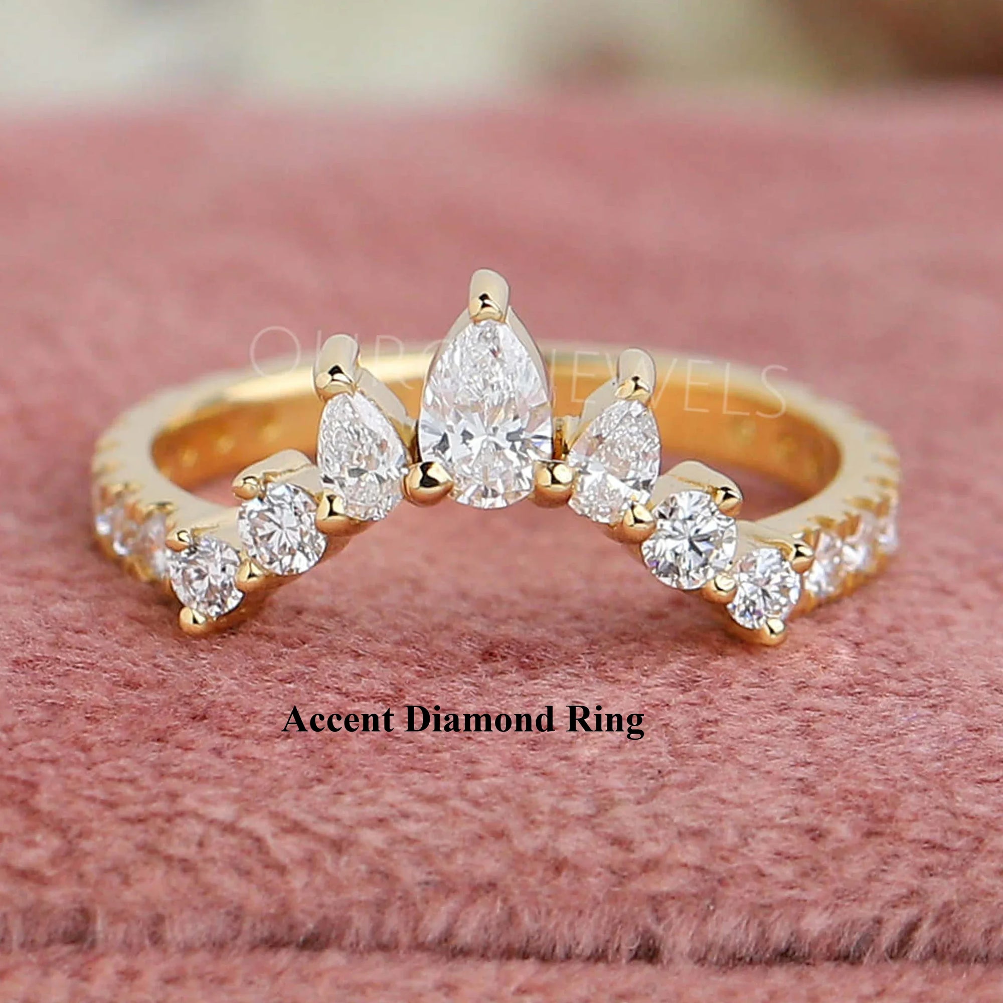 Pear And Round Lab Diamond Curved Band Rings