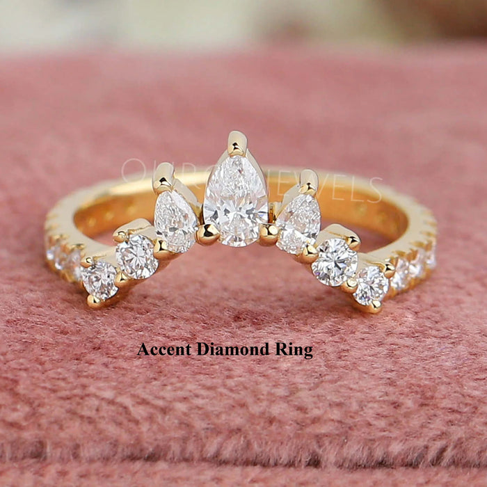 Pear and Round Lab Made Diamond Contour Band